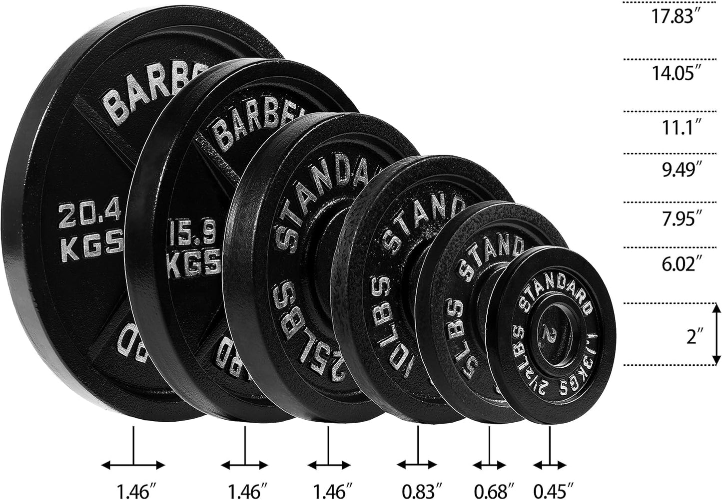 Classic Cast Iron Olympic Weight Plates- Pair